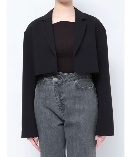 LAGUNAMOON（ラグナムーン）の「ショートテーラージャケット（テーラードジャケット・レディース・ブラック/ライトグリーン・SMALL/MEDIUM）」の12枚目の写真