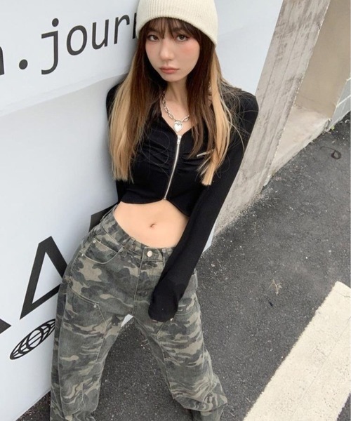 CANVAS+(キャンバスプラス)の「【CANVAS+】迷彩柄ワイドストレートワークパンツ(その他パンツ・レディース・カーキ・M/L/S)」の21枚目の写真