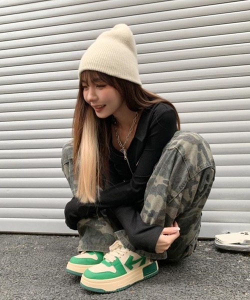 CANVAS+(キャンバスプラス)の「【CANVAS+】迷彩柄ワイドストレートワークパンツ(その他パンツ・レディース・カーキ・M/L/S)」の8枚目の写真