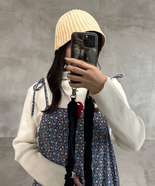 kutir（クティール）の「リブニットバケハ（ハット・レディース・アイボリー/モカ/ブラック/グレー・FREE）」の2枚目の写真