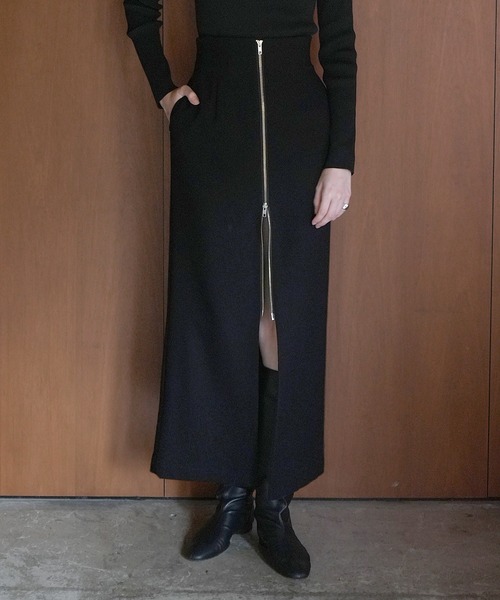 CLANE クラネ ZIP STRAIGHT SKIRT ブラック サイズ0 CLANE（クラネ）の「ZIP STRAIGHT SKIRT（スカート）」 - WEAR
