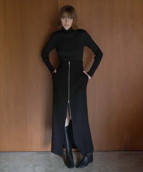 CLANE クラネ ZIP STRAIGHT SKIRT ブラック サイズ0 CLANE（クラネ）の「ZIP STRAIGHT SKIRT（スカート）」 - WEAR