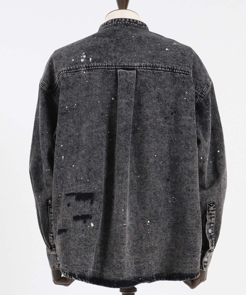 CAMBIO（カンビオ）の「ms5513- Chemical Wash Damage Denim Band Collar Shirts デニムシャツ（シャツ/ブラウス・メンズ・ブラック/インディゴブルー・M/S/L）」の15枚目の写真