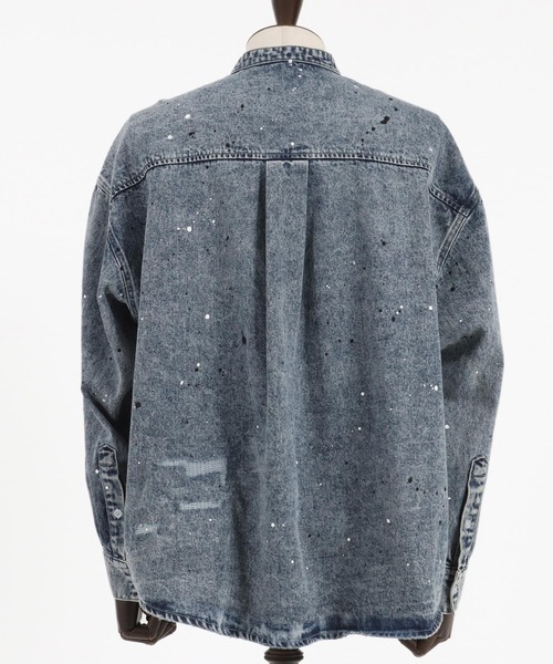 CAMBIO（カンビオ）の「ms5513- Chemical Wash Damage Denim Band Collar Shirts デニムシャツ（シャツ/ブラウス・メンズ・ブラック/インディゴブルー・M/S/L）」の17枚目の写真