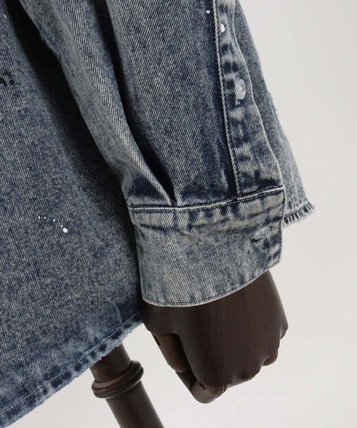 CAMBIO（カンビオ）の「ms5513- Chemical Wash Damage Denim Band Collar Shirts デニムシャツ（シャツ/ブラウス・メンズ・ブラック/インディゴブルー・M/S/L）」の21枚目の写真