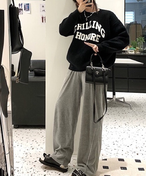 SHEENA（シーナ）の「CHILLINGロゴジャガードニットトップス（ニット/セーター・レディース・ブラック/ホワイト・M）」の16枚目の写真