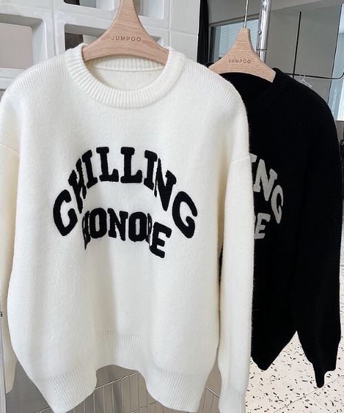 SHEENA（シーナ）の「CHILLINGロゴジャガードニットトップス（ニット/セーター・レディース・ブラック/ホワイト・M）」の19枚目の写真