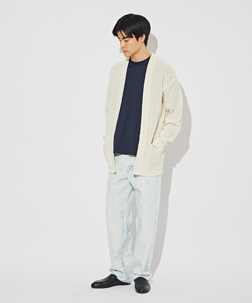 EDIFICE（エディフィス）の「ペーパータッチヤーン ガウンカーディガン（カーディガン/ボレロ・メンズ・ブラック/ホワイト・MEDIUM/LARGE）」の7枚目の写真