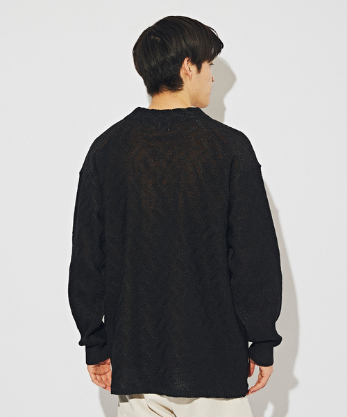 EDIFICE（エディフィス）の「ペーパータッチヤーン ガウンカーディガン（カーディガン/ボレロ・メンズ・ブラック/ホワイト・MEDIUM/LARGE）」の12枚目の写真