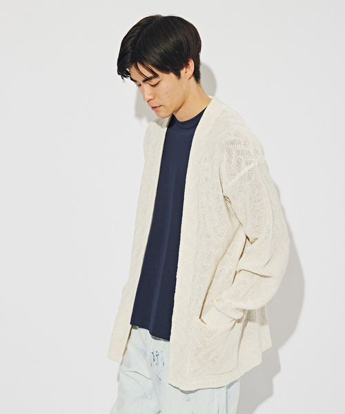 EDIFICE（エディフィス）の「ペーパータッチヤーン ガウンカーディガン（カーディガン/ボレロ・メンズ・ブラック/ホワイト・MEDIUM/LARGE）」の17枚目の写真