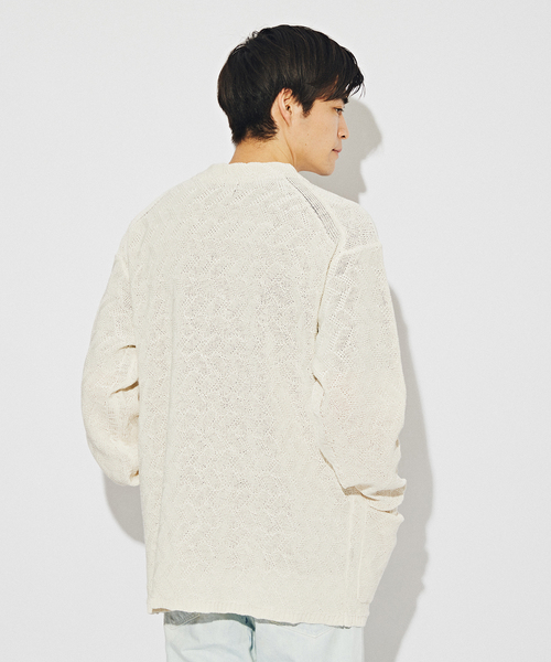 EDIFICE（エディフィス）の「ペーパータッチヤーン ガウンカーディガン（カーディガン/ボレロ・メンズ・ブラック/ホワイト・MEDIUM/LARGE）」の18枚目の写真