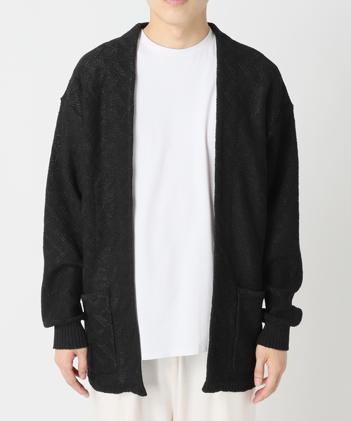 EDIFICE（エディフィス）の「ペーパータッチヤーン ガウンカーディガン（カーディガン/ボレロ・メンズ・ブラック/ホワイト・MEDIUM/LARGE）」の20枚目の写真