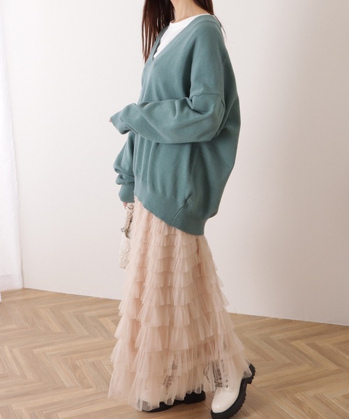 Lace Ladies(レースレディース)の「ディープ Vネック オーバー ニット プルオーバー(ニット/セーター・レディース・ダークグレー/アイボリー/グリーン/ベージュ・FREE)」の13枚目の写真
