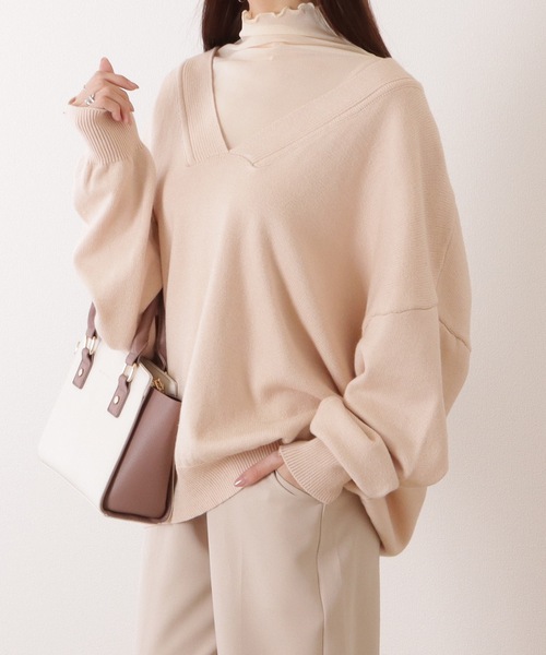 Lace Ladies(レースレディース)の「ディープ Vネック オーバー ニット プルオーバー(ニット/セーター・レディース・ダークグレー/アイボリー/グリーン/ベージュ・FREE)」の19枚目の写真