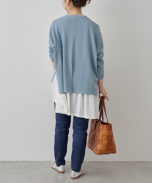 美品 BEARDSLEY テックリネンパンツ ブルー FREE ビアズリー BEARDSLEY（ビアズリー）の「デニム風リネンスリムタックパンツ