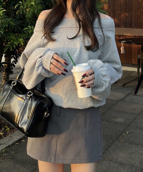 セール】【新色追加/6色展開】ボリュームスリーブオフショルダ