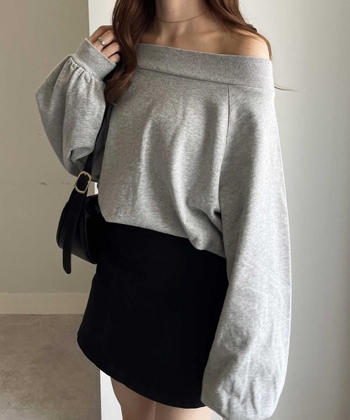 セール】【新色追加/6色展開】ボリュームスリーブオフショルダ
