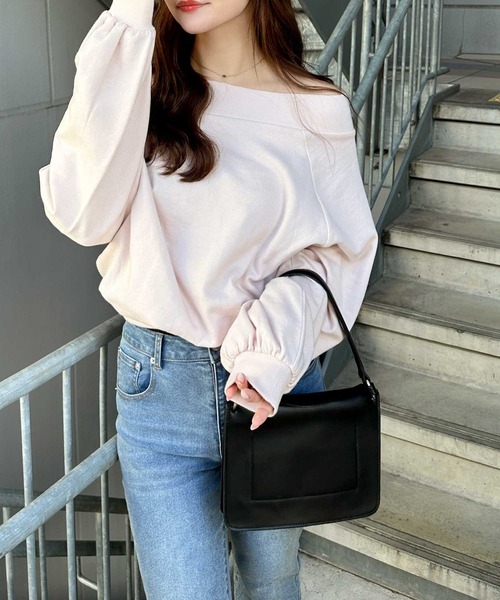 セール】【新色追加/6色展開】ボリュームスリーブオフショルダ