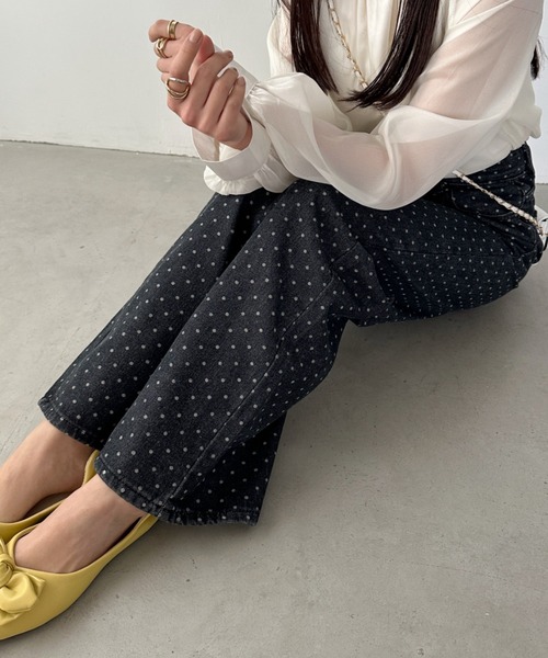 CLEA（クレア）の「ドットワイドデニムパンツ（デニムパンツ・レディース・ブラック/ブルー・M）」の13枚目の写真