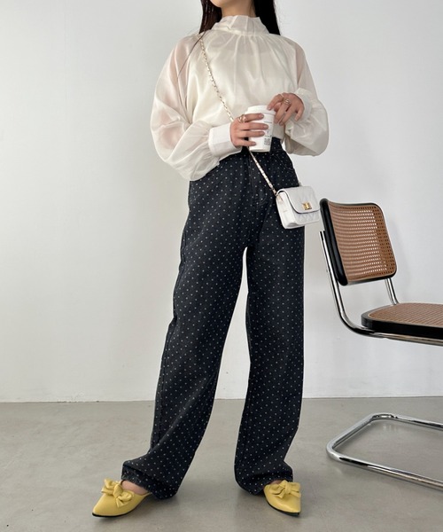 CLEA（クレア）の「ドットワイドデニムパンツ（デニムパンツ・レディース・ブラック/ブルー・M）」の11枚目の写真