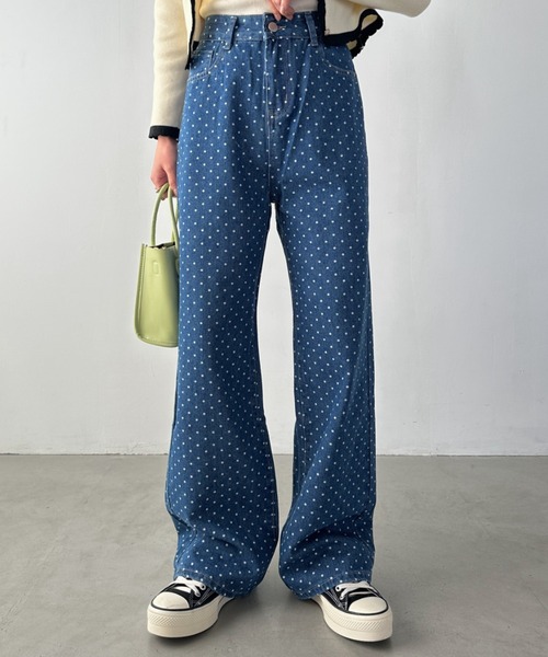 CLEA（クレア）の「ドットワイドデニムパンツ（デニムパンツ・レディース・ブラック/ブルー・M）」の16枚目の写真