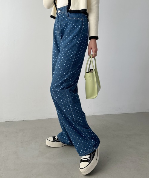 CLEA（クレア）の「ドットワイドデニムパンツ（デニムパンツ・レディース・ブラック/ブルー・M）」の20枚目の写真