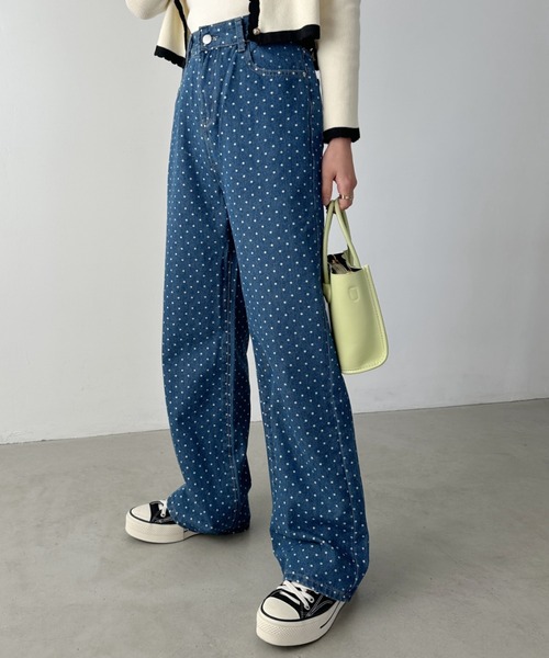 CLEA（クレア）の「ドットワイドデニムパンツ（デニムパンツ・レディース・ブラック/ブルー・M）」の19枚目の写真