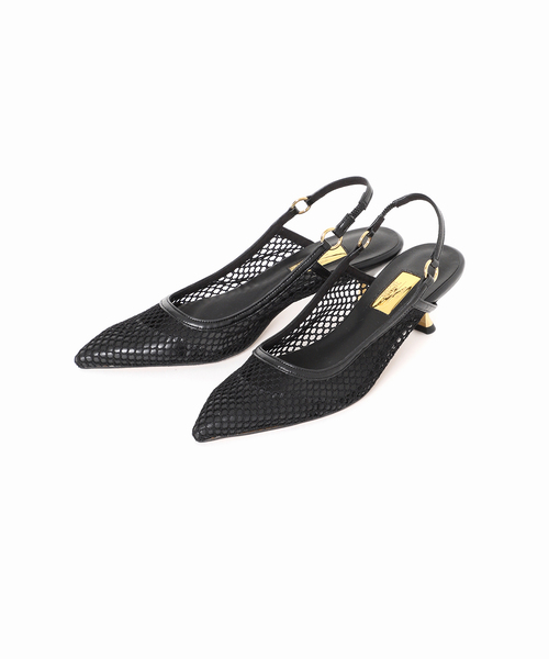 Le Talon GRISE 5cmポインテッドメッシュスリングバック セール】GRISE5cmポインテッドメッシュスリングバック（パンプス