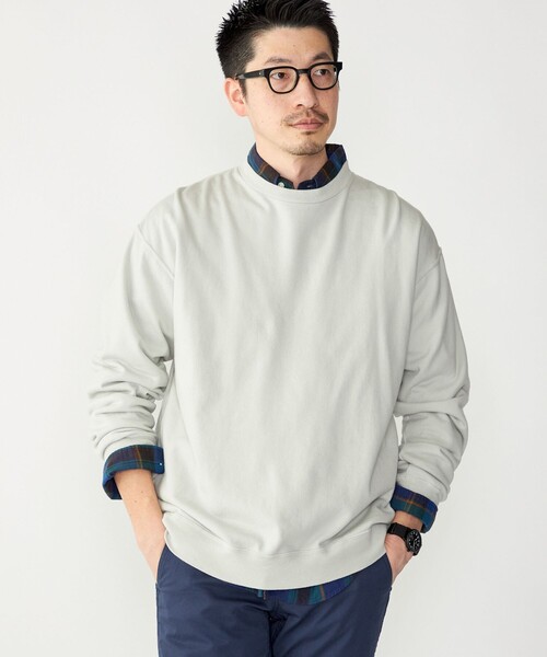 SHIPS(シップス)の「SHIPS: ソフト パイル コットン クルーネック スウェット(Tシャツ/カットソー・メンズ・ライトブルー/ライトグレー/クリーム・LARGE/MEDIUM/SMALL/X-LARGE)」の2枚目の写真