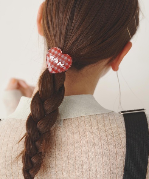 MILKFED.（ミルクフェド）の「GINGHAM HEART HAIR ELASTIC（ヘアゴム・レディース・ブラック/ライトブルー/レッド・ONE SIZE）」の3枚目の写真