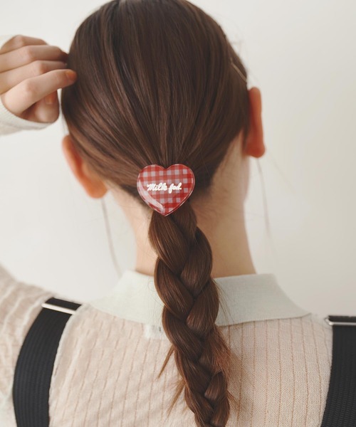 MILKFED.（ミルクフェド）の「GINGHAM HEART HAIR ELASTIC（ヘアゴム・レディース・ブラック/ライトブルー/レッド・ONE SIZE）」の8枚目の写真