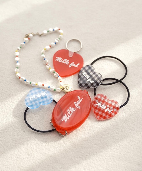 MILKFED.（ミルクフェド）の「GINGHAM HEART HAIR ELASTIC（ヘアゴム・レディース・ブラック/ライトブルー/レッド・ONE SIZE）」の9枚目の写真