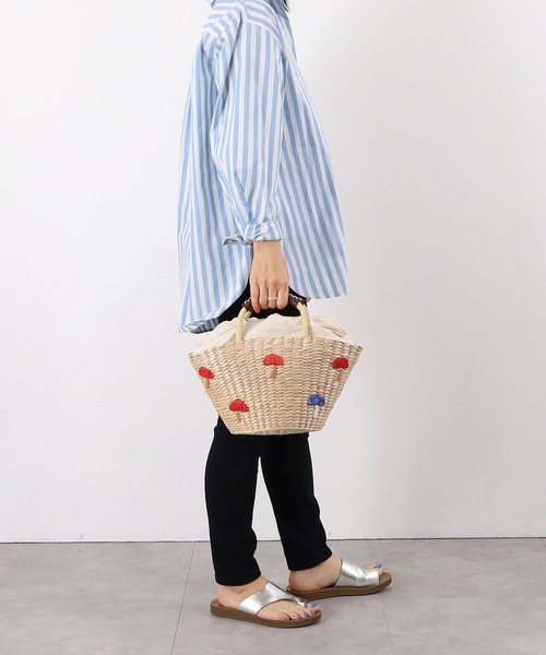 COOCO（クーコ）の「モチーフペーパー刺繍カゴバッグ（かごバッグ・レディース・ブラック/イエロー/レッド・9）」の20枚目の写真