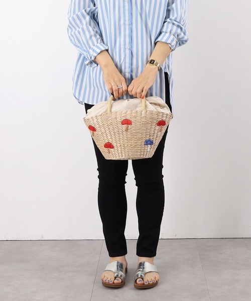 COOCO（クーコ）の「モチーフペーパー刺繍カゴバッグ（かごバッグ・レディース・ブラック/イエロー/レッド・9）」の21枚目の写真