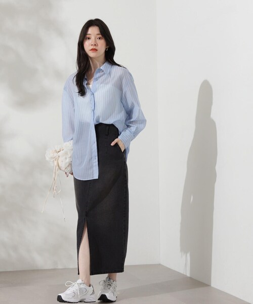 PROPORTION BODY DRESSING（プロポーションボディドレッシング）の「ロングナローデニムスカート / 1214120405（スカート・レディース・グレー/ブルー・SMALL/MEDIUM）」の4枚目の写真