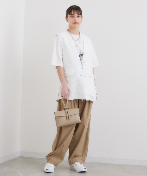 LUGIVA（ルギヴァ）の「LUGIVa カットジャガードベスト（ベスト・レディース・ホワイト/ブラック・FREE）」の6枚目の写真