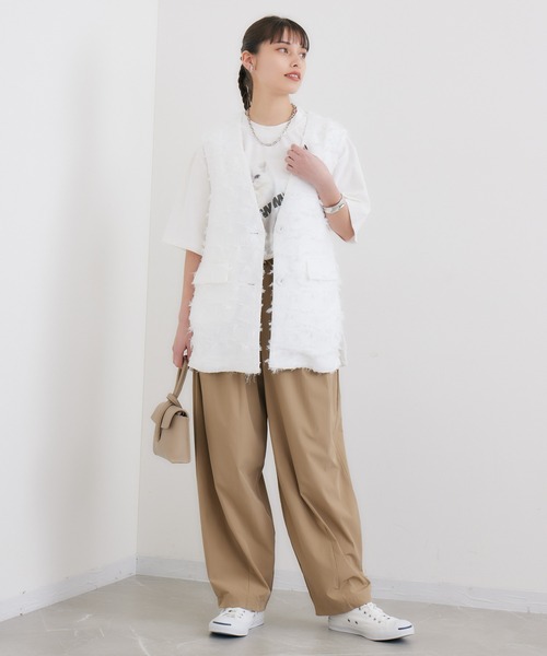 LUGIVA（ルギヴァ）の「LUGIVa カットジャガードベスト（ベスト・レディース・ホワイト/ブラック・FREE）」の7枚目の写真