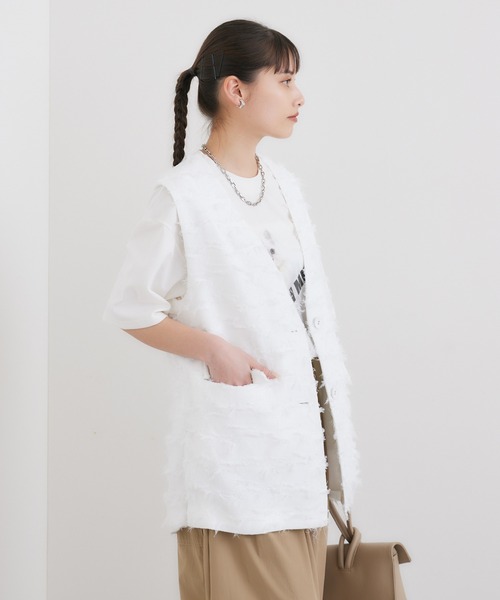 LUGIVA（ルギヴァ）の「LUGIVa カットジャガードベスト（ベスト・レディース・ホワイト/ブラック・FREE）」の11枚目の写真