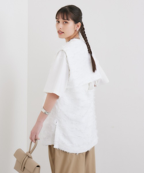 LUGIVA（ルギヴァ）の「LUGIVa カットジャガードベスト（ベスト・レディース・ホワイト/ブラック・FREE）」の12枚目の写真