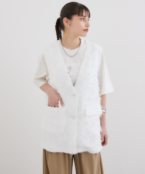 LUGIVA（ルギヴァ）の「LUGIVa カットジャガードベスト（ベスト・レディース・ホワイト/ブラック・FREE）」の14枚目の写真