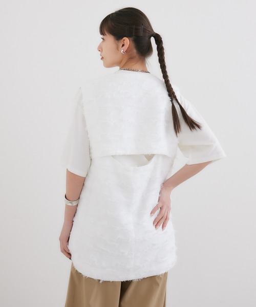 LUGIVA（ルギヴァ）の「LUGIVa カットジャガードベスト（ベスト・レディース・ホワイト/ブラック・FREE）」の15枚目の写真