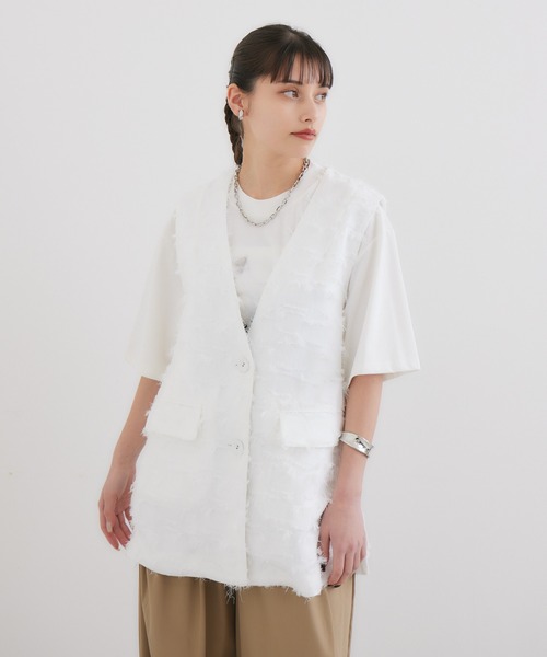 LUGIVA（ルギヴァ）の「LUGIVa カットジャガードベスト（ベスト・レディース・ホワイト/ブラック・FREE）」の16枚目の写真