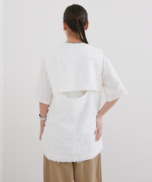 LUGIVA（ルギヴァ）の「LUGIVa カットジャガードベスト（ベスト・レディース・ホワイト/ブラック・FREE）」の17枚目の写真