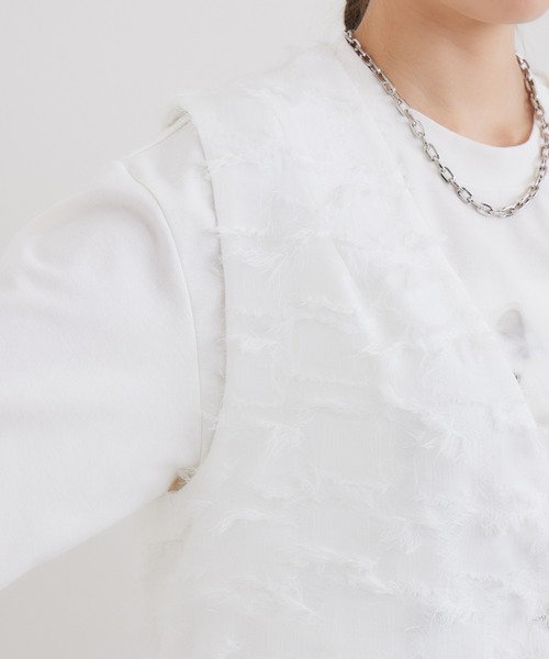 LUGIVA（ルギヴァ）の「LUGIVa カットジャガードベスト（ベスト・レディース・ホワイト/ブラック・FREE）」の21枚目の写真