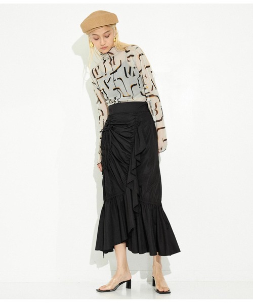 Settimissimo（セッティミッシモ）の「タフタマーメーイド シャーリング フリルスカート ロング（スカート・レディース・ブラック/カーキ・FREE）」の16枚目の写真