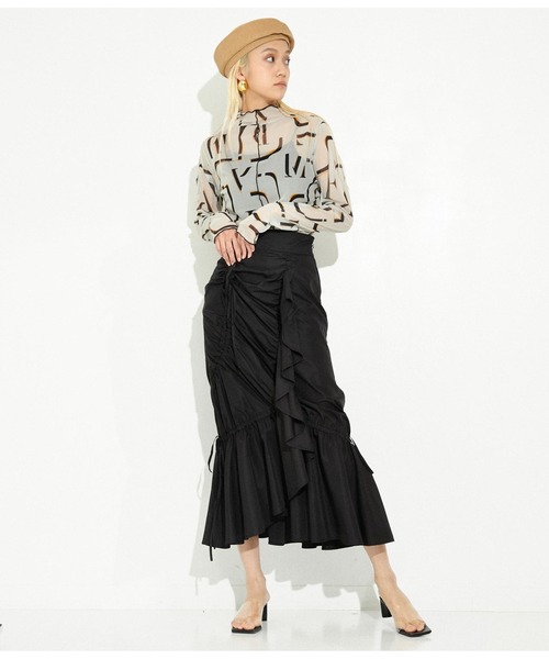 Settimissimo（セッティミッシモ）の「タフタマーメーイド シャーリング フリルスカート ロング（スカート・レディース・ブラック/カーキ・FREE）」の13枚目の写真