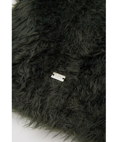 SLY（スライ）の「KNIT F/FUR BAG ニット ファー バッグ（ショルダーバッグ・レディース・ライトブラック/ライム/シルバー・FREE）」の4枚目の写真