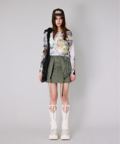 SLY（スライ）の「KNIT F/FUR BAG ニット ファー バッグ（ショルダーバッグ・レディース・ライトブラック/ライム/シルバー・FREE）」の9枚目の写真