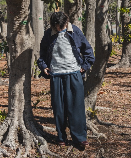 Adoon plain（アドーンプレーン）の「バイカラーメッシュニット（ニット/セーター・メンズ・ブルー/アイボリー・MEDIUM/LARGE）」の13枚目の写真