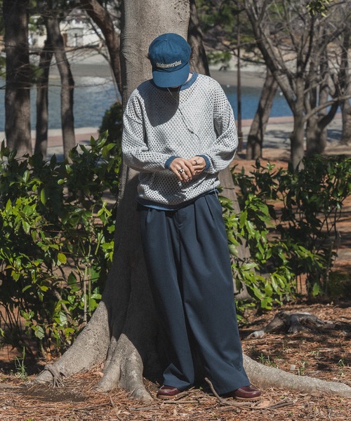 Adoon plain（アドーンプレーン）の「バイカラーメッシュニット（ニット/セーター・メンズ・ブルー/アイボリー・MEDIUM/LARGE）」の10枚目の写真